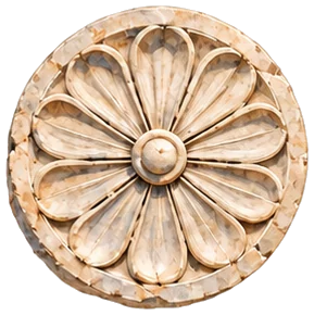 Roseta de mármol tallada, en acuarela
